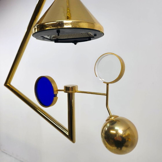 Image 1 of Lampada a sospensione unica in stile Memphis degli anni '80 in ottone alogeno