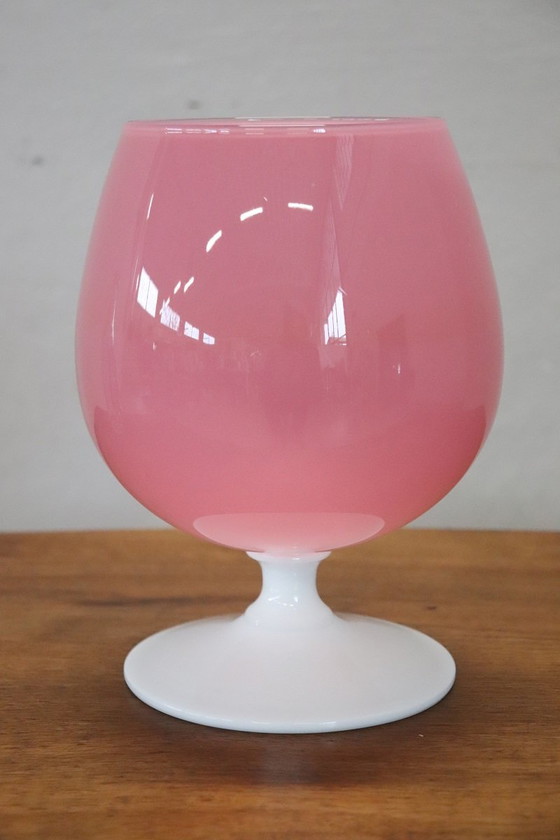 Image 1 of Jarrón italiano de cristal artístico de Murano rosa, década de 1960