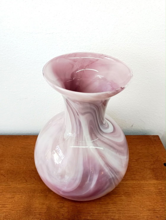 Image 1 of Vintage pink Murano-style glass vase