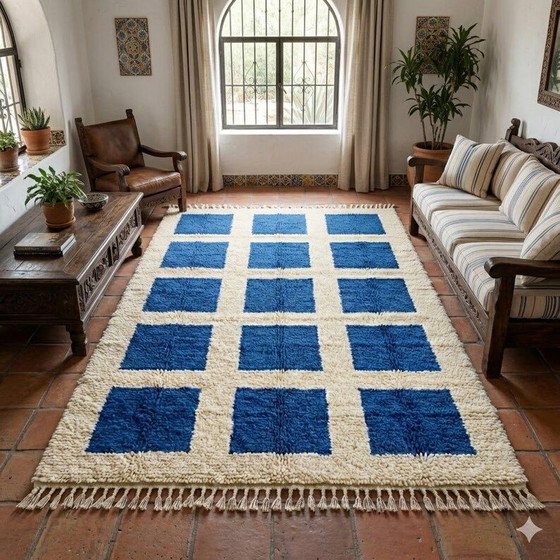Custom-made blue tiled Rugs & carpets – Textile, Wool (photo 4 of 8)