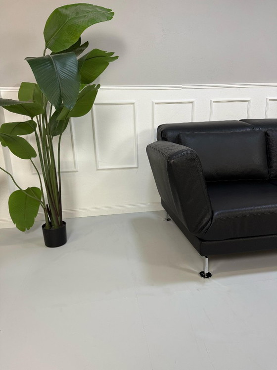 Image 1 of Brühl Moule Sofá Piel Negro Función Dormir Pieza de Exhibición