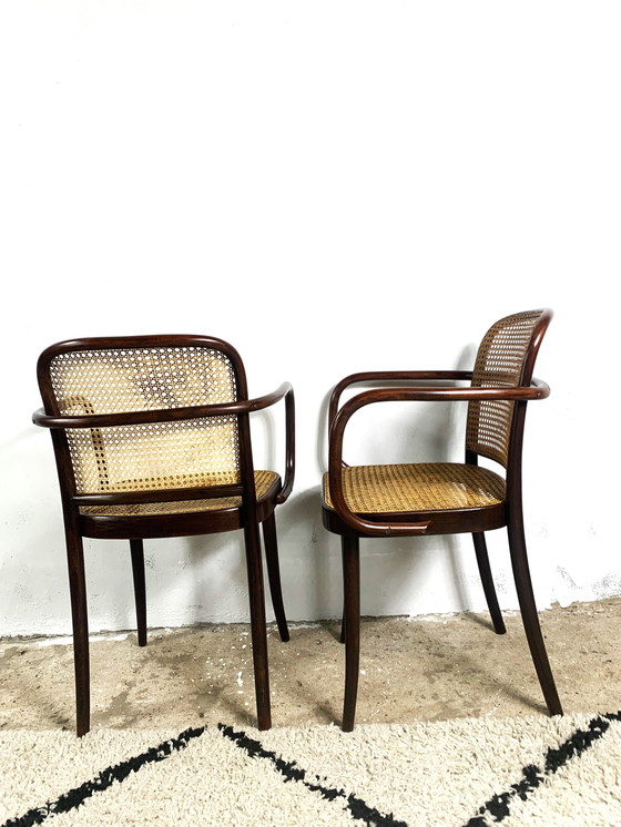 Image 1 of Chaises vintage A811 en rotin par Josef Hoffmann pour Thonet, années 1930, ensemble de 2