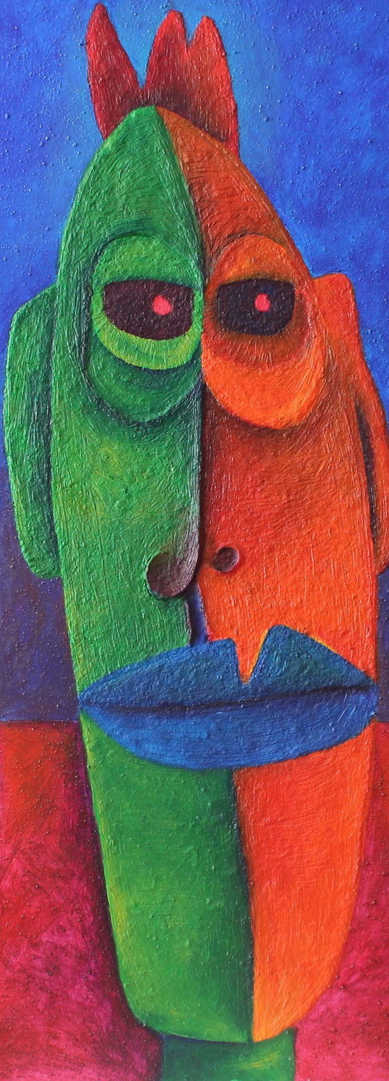 Image 1 of Large structural painting '3 heads'