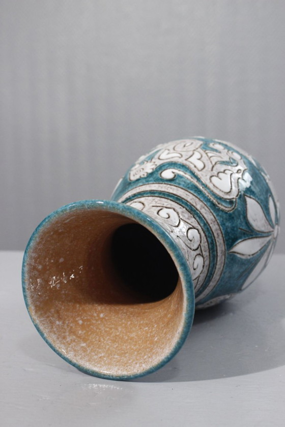 Image 1 of Fratelli Fanciullacci grande vaso con leoni ceramica italiana d'epoca 1960