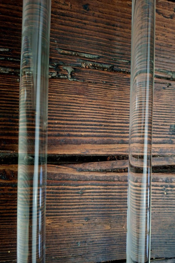Image 1 of Portasciugamani doppio vintage in vetro massiccio e ottone – originale bagno retrò – Funzionale e decorativo