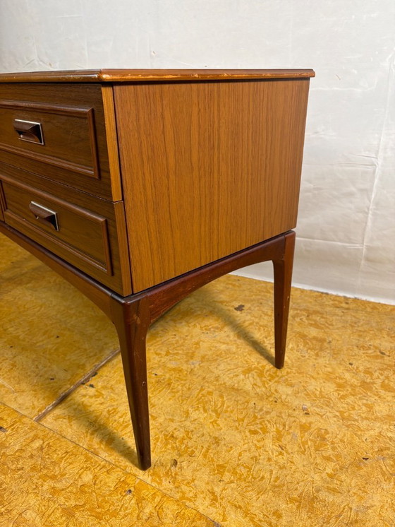 Image 1 of Mid-Century Retro Vintage Sideboard by Europa Furniture 1960  Four Drawers • Solid Legs • Compact & Stylish Storage  A stylish m