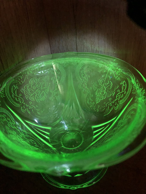 Image 1 of 4x oude vintage annagroen uranium glas ijscoupes