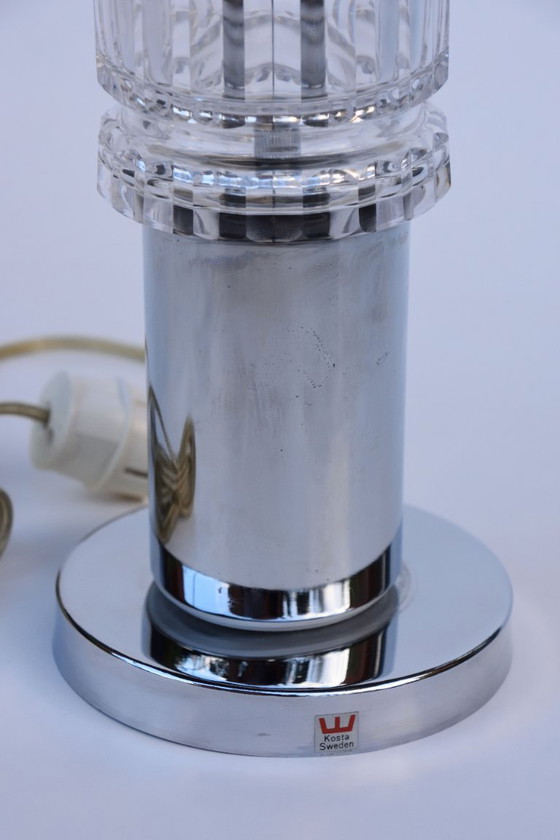 Image 1 of Lampada da tavolo Kosta Boda tipo 1180 in cristallo e cromo