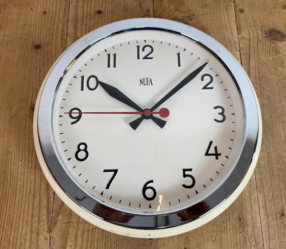 Image 1 of Vintage Beige Industrial Wall Clock from NUFA, 1960s