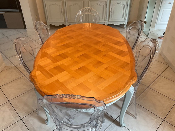 Image 1 of Gustavian cherry wood dining room set - Complete redesigned set