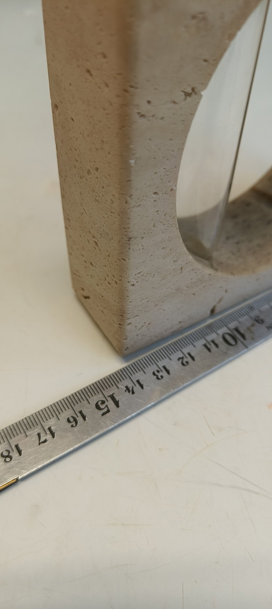 Image 1 of Italienische modernistische Travertin-Glasvase Fratelli Mannelli