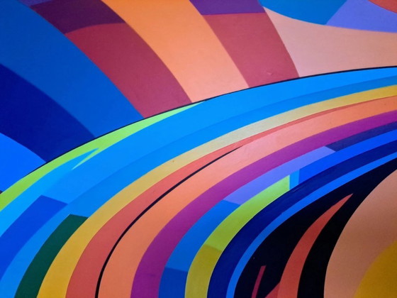 Image 1 of Lever du Soleil - dipinto astratto colorato di Franklin van Dam - Acrilico su MDF - 105 × 84 cm