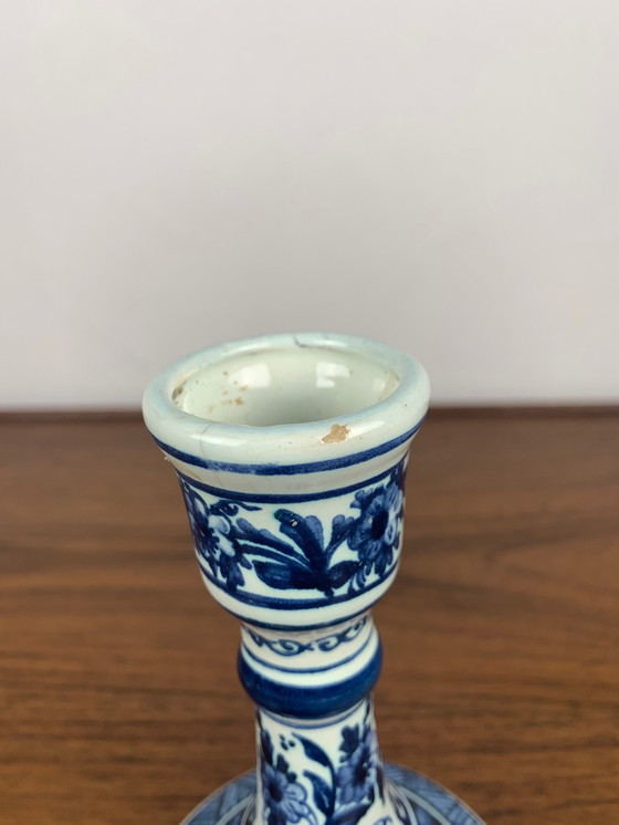 Image 1 of Candelabro floral azul y blanco de Oud, Delft, 1930/60