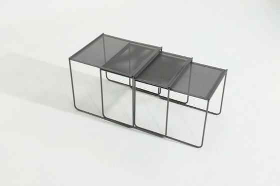 Image 1 of Postmodern Perforated Steel Nesting Tables 1980s
