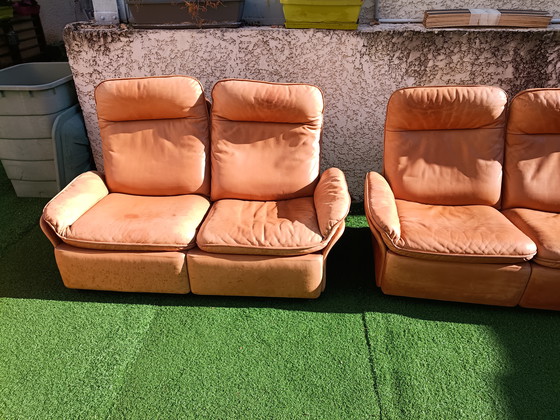 Image 1 of Conjunto completo de Sede de la década de 1970, modelo DS-44/47, de piel de búfalo gruesa.