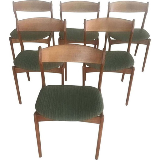 Set of 6 Dining Chairs in Teak, Inc. Reupholstery by Erik Buch Danish