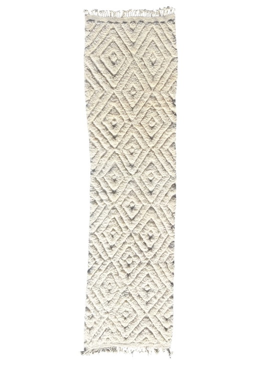 Image 1 of Marokkanischer weißer Läufer Beni Ourain Teppich 90x370 cm