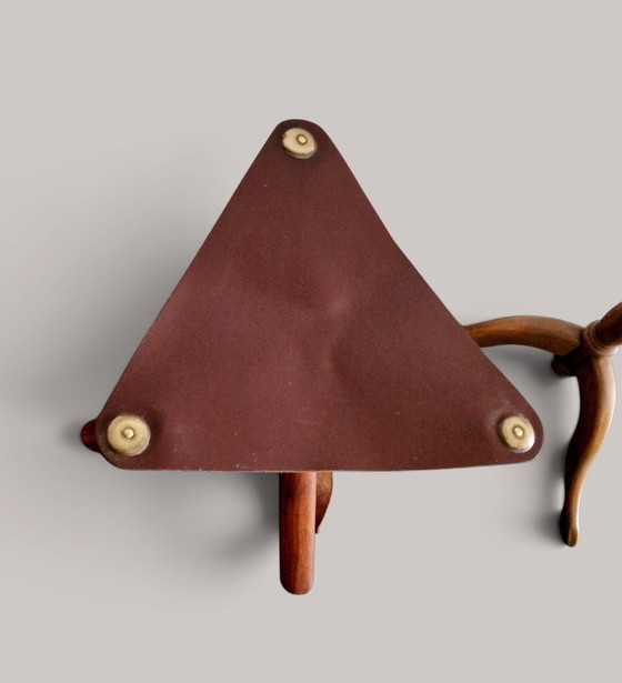 Coppia di sgabelli pieghevoli in teak massello e pelle marrone - stile safari chic – Leather, Wood (photo 14 of 15)