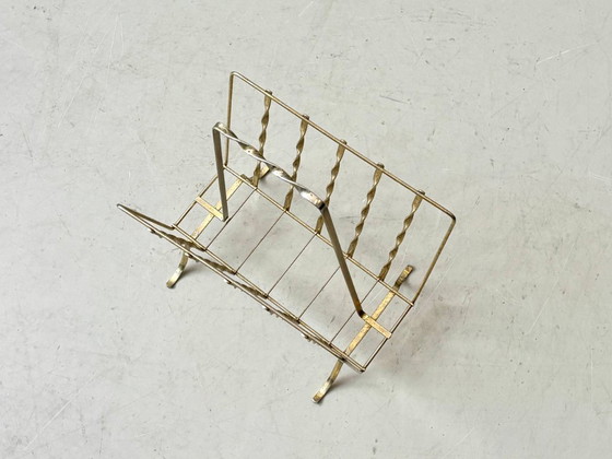 Image 1 of Vintage newspaper rack made of brass wire, 1960s