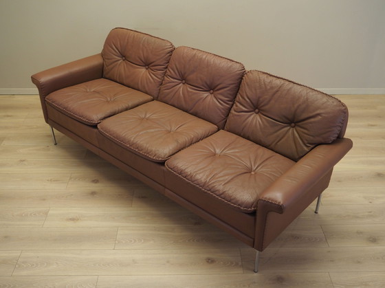Image 1 of Canapé en cuir marron, Design danois, années 1960, Manufacture : AS Vejen Polstermøbelfabrik