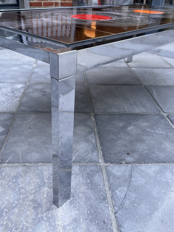 Image 1 of Coffee table 70s , ceramic tiles with chrome