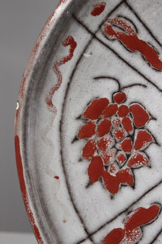 Image 1 of Alain Maunier en Vallauris - Gran plato decorativo de pared con decoración de óxido, años 60