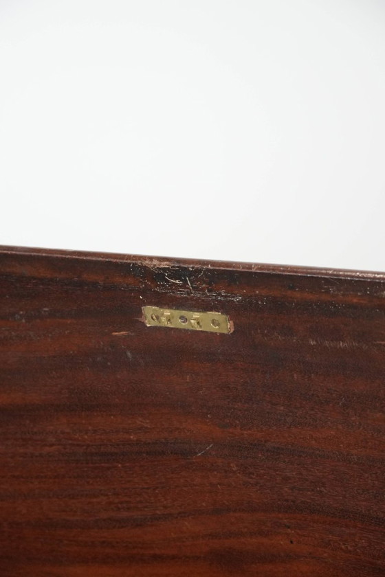 Image 1 of 19th century English antique oak wall desk/writing table on castors