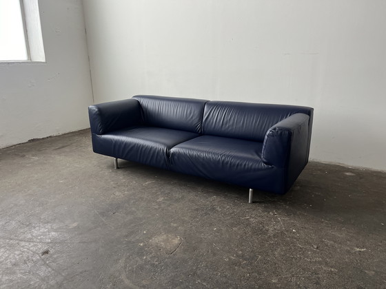 Image 1 of Cassina Met designer sofa couch leather blue