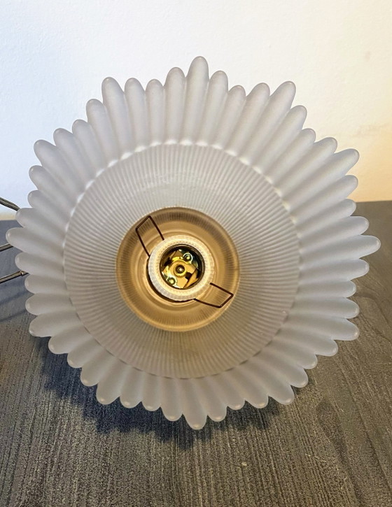Antique Art Deco Holophane Style Pendant Lamp | Prismatic Pressed Glass Skirt Model (1920s/1930s) – Metal (photo 2 of 7)