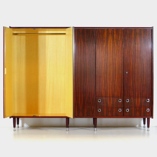 Grote vintage 5-deurs mid century design kledingkast, 1960s