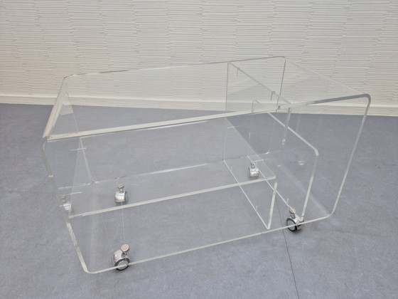 Image 1 of Carrello in plexiglas. Mobile audio/tavolino da caffè vintage in acrilico.