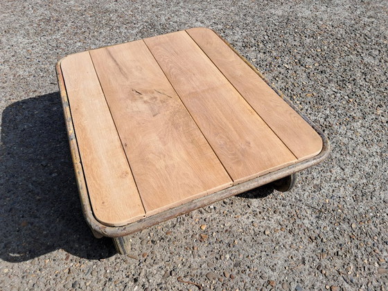 Image 1 of Buiscar stone cart lounge table with oak table top