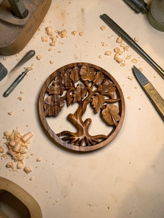 Arbre de Vie en bois fait main – Décoration murale ronde – 30 cm – Objets déco, Wood (photo 3 of 5)