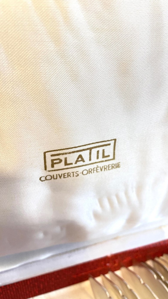 Image 1 of 12 Fourchettes 12 Couteaux à Poisson PLATIL Métal Argenté 