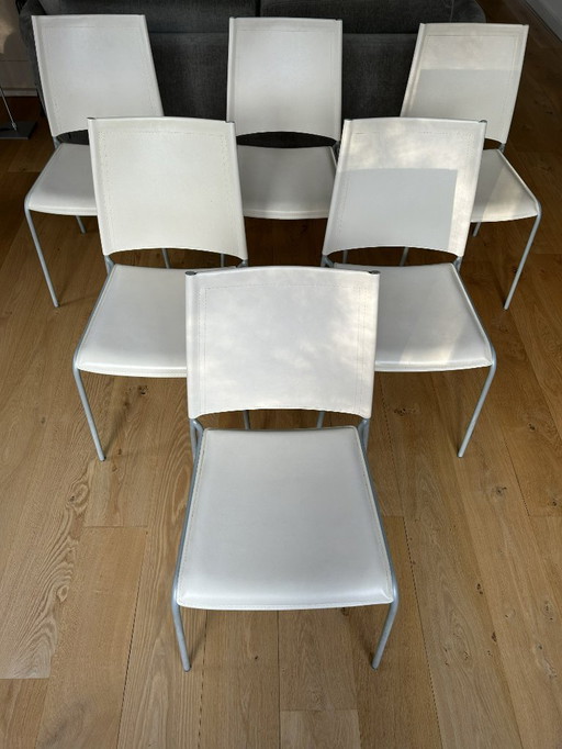 set of 6 white dining chairs