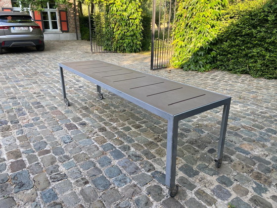 Image 1 of 2x Monica Armani table with galvanized frame and volkern top