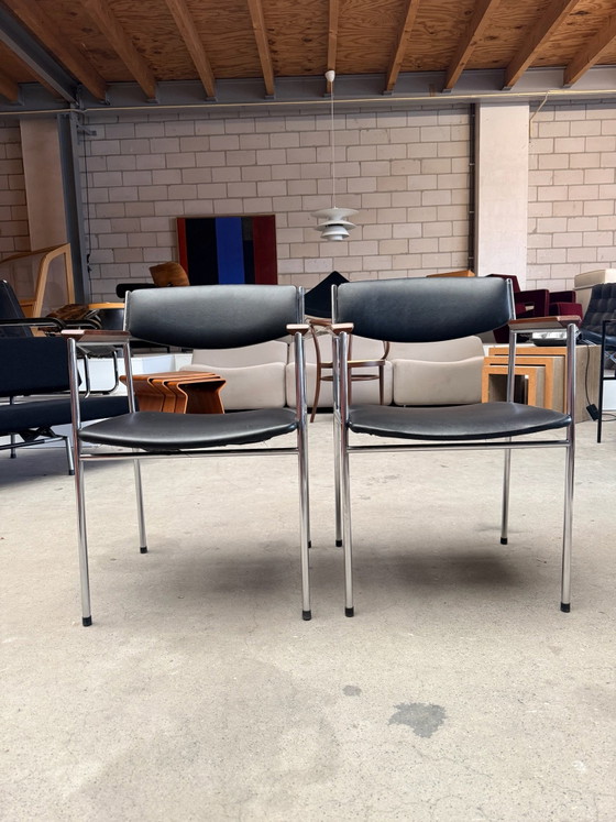 Vintage Model 60 Armchair, Gijs van der Sluis, Wood, Chrome, Black (photo 2 of 10)