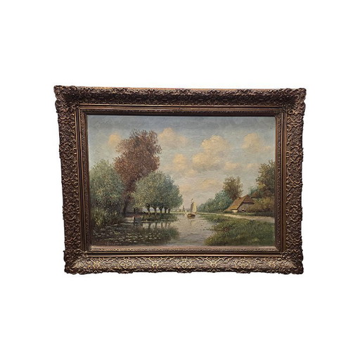 H. Sanders classic Dutch landscape painting 1950/70