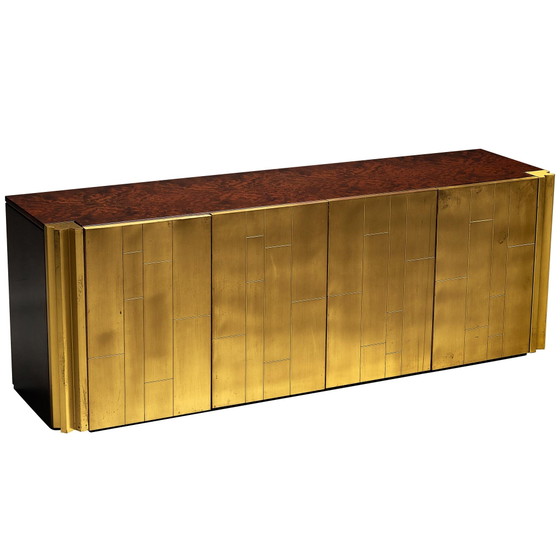 Luciano Frigerio Postmodernes Sideboard aus Maserholz und Perlmutt 1980 – Glass (photo 2 of 23)
