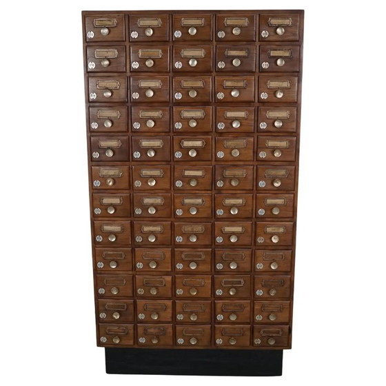 Image 1 of Vintage Duitse eiken apothekers- / spaarkast, jaren 1950