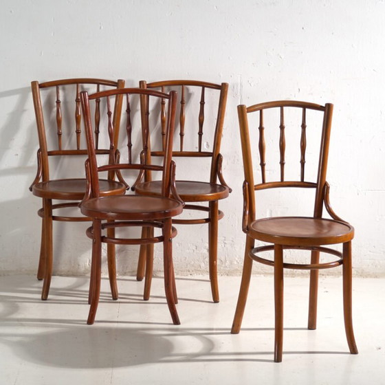 Sedie antiche in legno curvato stile Thonet – Europa Centrale, c. 1930 – Set di 4 #8 – Sedie da pranzo (photo 7 of 40)