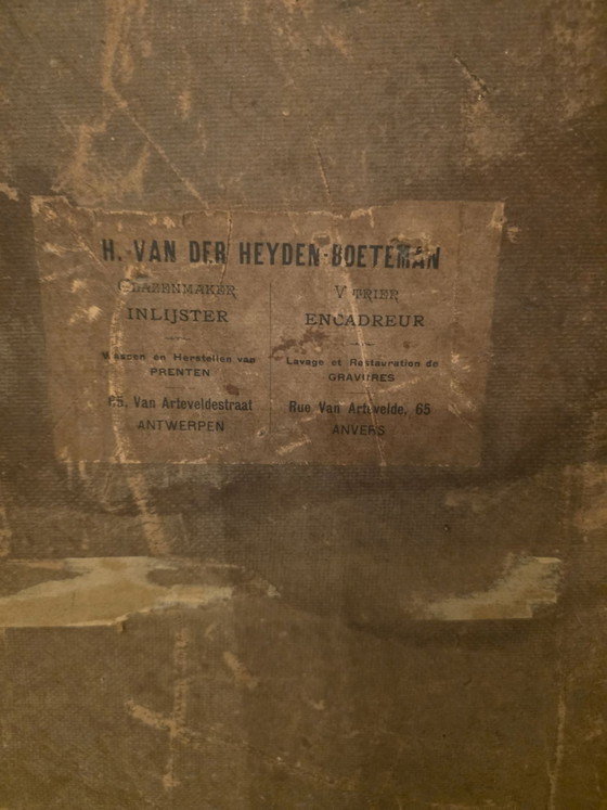 Antique watercolor (1898), Antwerp, F.A. Wärngren, Framed, Art, Glass, Paper, Beige (photo 15 of 15)