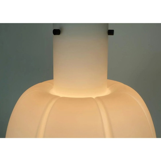 Glashütte Limburg, Pendant lamp, Flower-shaped Opal Glass Shade, Large Model – Iron (photo 6 of 9)