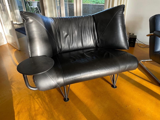 Image 1 of Leolux Bank dunkelblau Leder