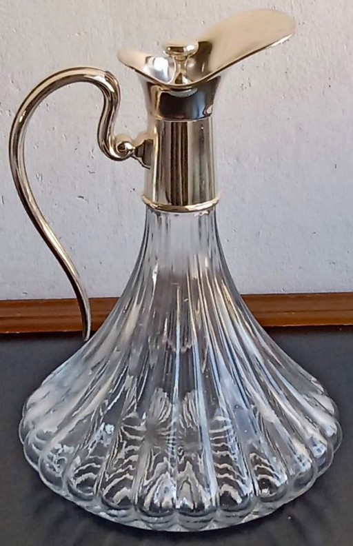 Lancel Paris - Franse vintage geribbelde kristalglas Decanter / Schenkfles.