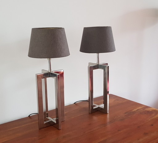 2x Light Makers Solid Metal Table Lamps