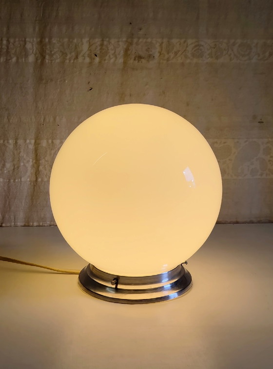 Ceiling or Table Lamp, Opaline Globe, 20cm Diameter - Mid-20th Century – Ceiling lights, Glass (photo 5 of 8)