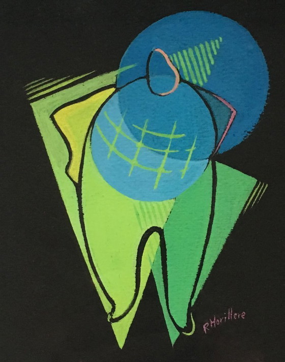 Image 1 of Small Cubist painting. France, 1950s