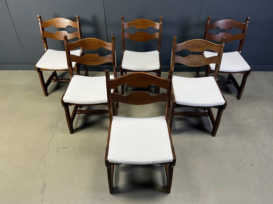 Image 1 of Vintage brutalistische eetkamerstoelen, set van 6 - jaren 60