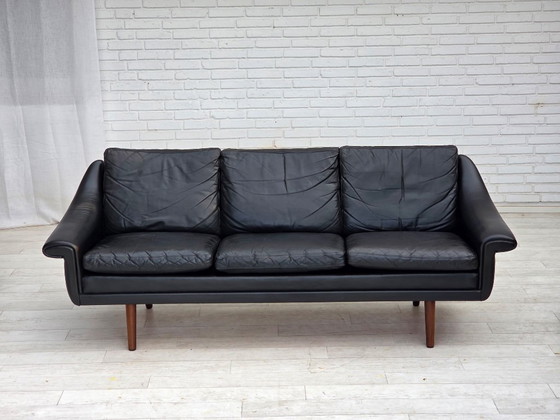 Image 1 of Jaren 60, Deens ontwerp van Aage Christensen, 3-zitsbank, leer.